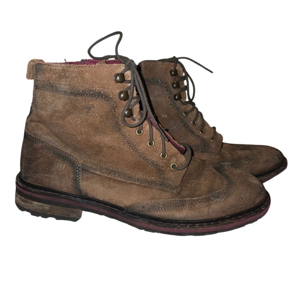 Fluchos Owen Brown Men's Leather Suede Lace-Up Boots, Size 42 F0994